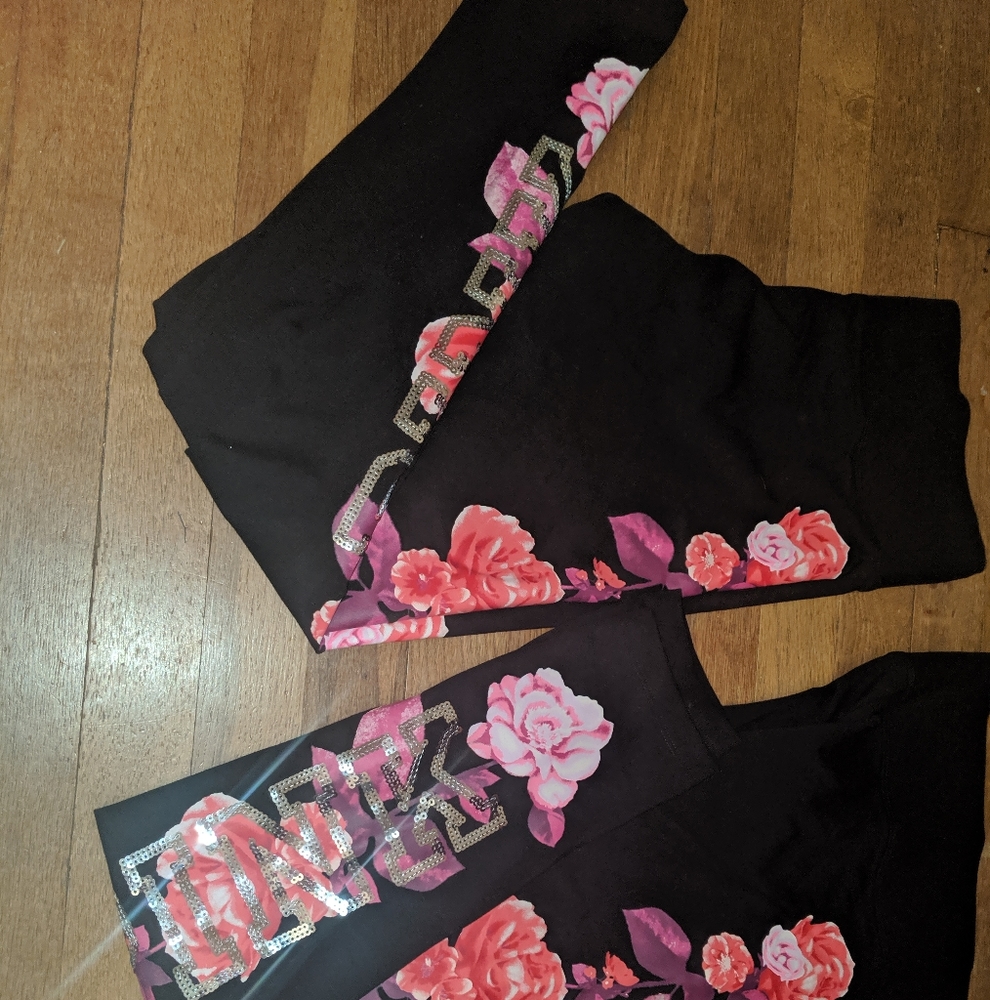 Rose Bling Pink floral leggings New with tag
